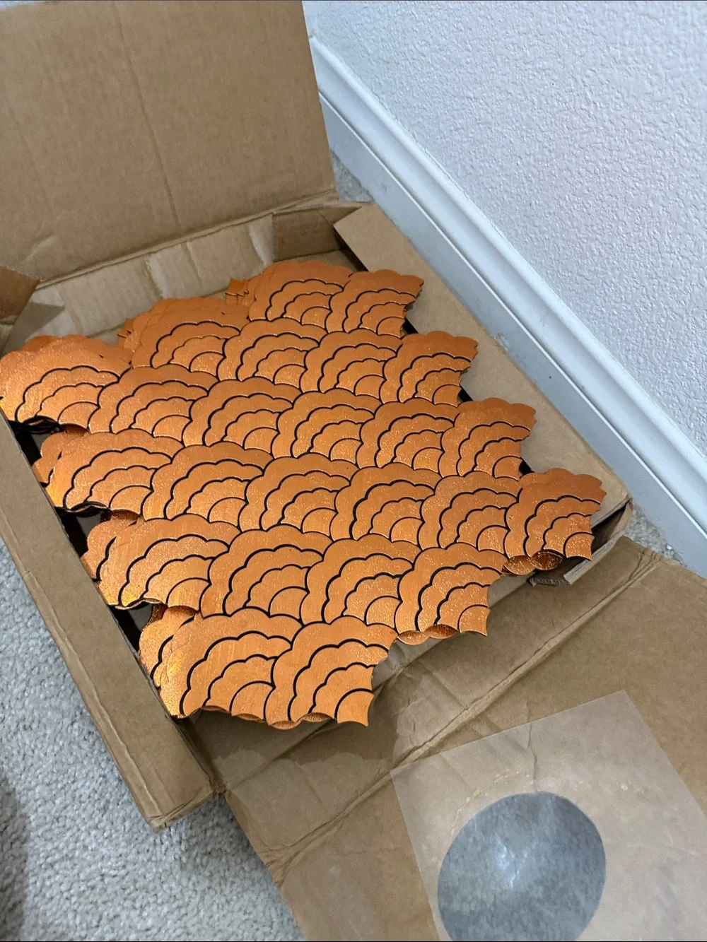 Decorative Metallic Orange Scalloped Tile Accent Mat - Home Accents 6 boxes -10